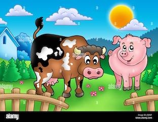 mammiferes-mammiferes-animaux-animaux-vache-vaches-cochons-pig-art-agricole-modele-couleur-j7jrgt.jpg